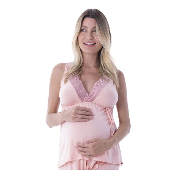 Pijama maternal y lactancia, color rosado, - 2 Rios
