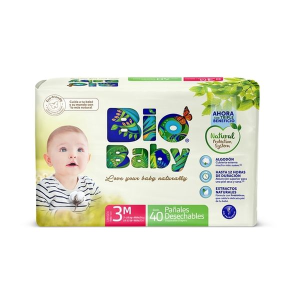 Pañales Desechables Premium Ecológico Bio Baby Talla: M (7 - 10 Kg) 40 uds Biobaby - babytuto.com