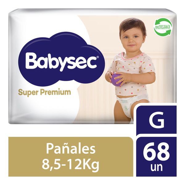 Pañales desechables super premium, talla G, 68 unidades, Babysec BabySec - babytuto.com