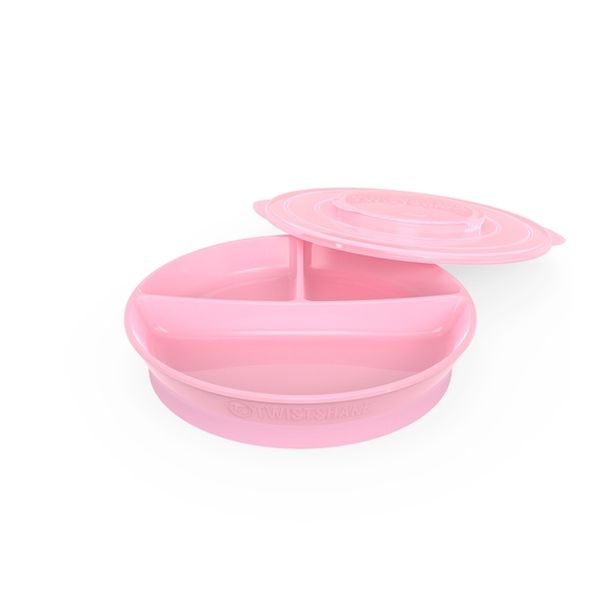 Plato Dividido Twistshake 6+m rosado pastel Twistshake - babytuto.com