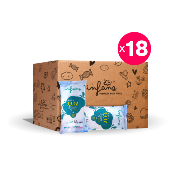 Caja de 18 paquetes de toallitas húmedas 99.9% agua, 30 uds c/u, INFANS INFANS - babytuto.com