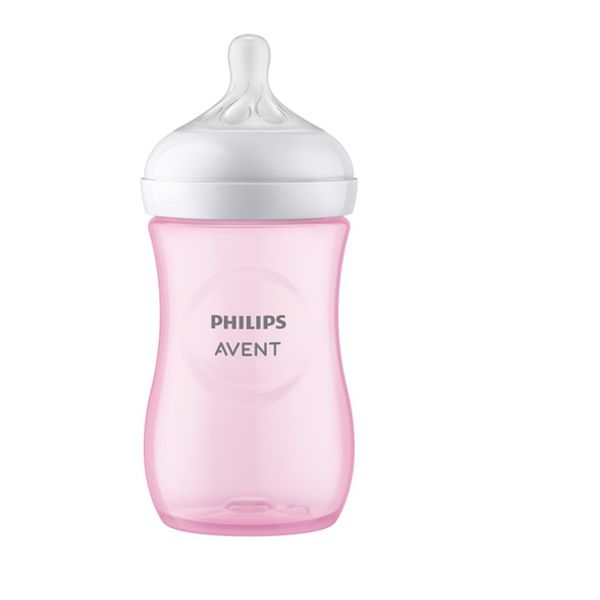 Mamadera de plástico natural response, color rosado, 260 ml, Philips AVENT  Philips AVENT - babytuto.com