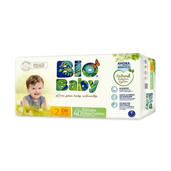 Pañales Desechables Ecológicos Bio Baby Talla: P (5 - 8 Kg) 40 uds Biobaby - babytuto.com