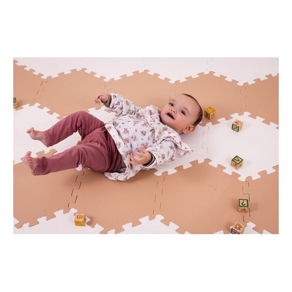 Alfombra de juegos para bebé en forma hexagonal goma eva beige, Bric Bric - babytuto.com