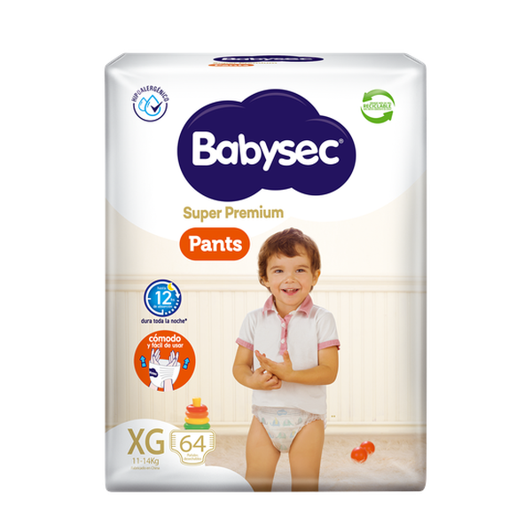 Pañales desechables pants super premium, talla XG, 64 unidades, Babysec  BabySec - babytuto.com