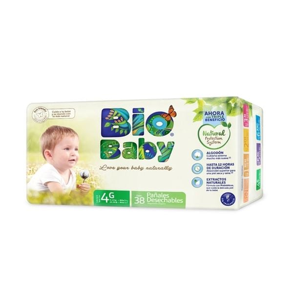 Pañales Desechables Premium Ecológicos Biobaby, Talla: G (9- 13 kg), 38 uds Biobaby - babytuto.com