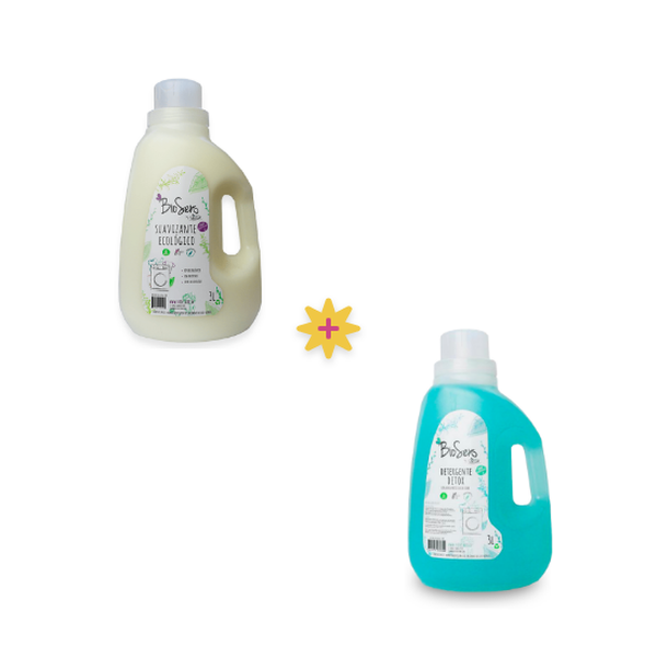 Pack suavizante ecológico 3L + detergente biodegradable con partículas de cobre Biosens - babytuto.com
