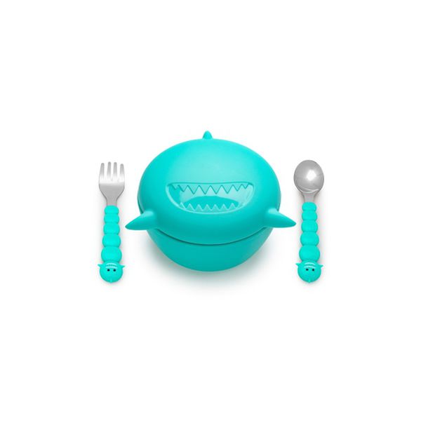 Bowl de silicona con cubiertos, diseño tiburón, Melii  Melii - babytuto.com