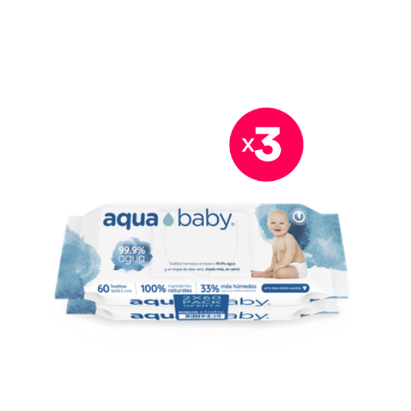 AQUA BABY Caja 12 Toallitas Húmedas Biodegradables Aqua Baby 60 Unidades