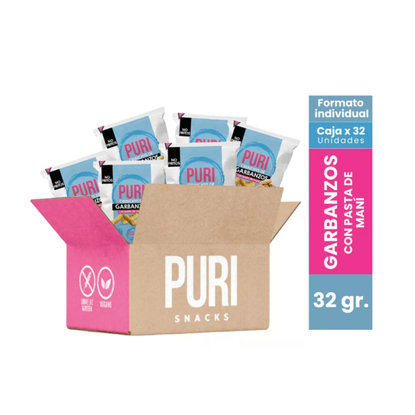 Pack 32 puri crunchys sabor garbanzos, 32 gr c/u, Puripop Puripop - babytuto.com