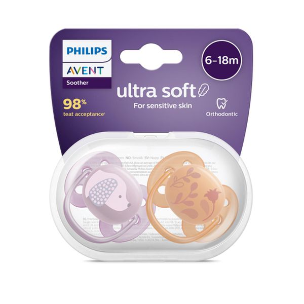 Chupete de silicona Ultra Soft, 6 a 18 meses, rosado, Avent Avent - babytuto.com