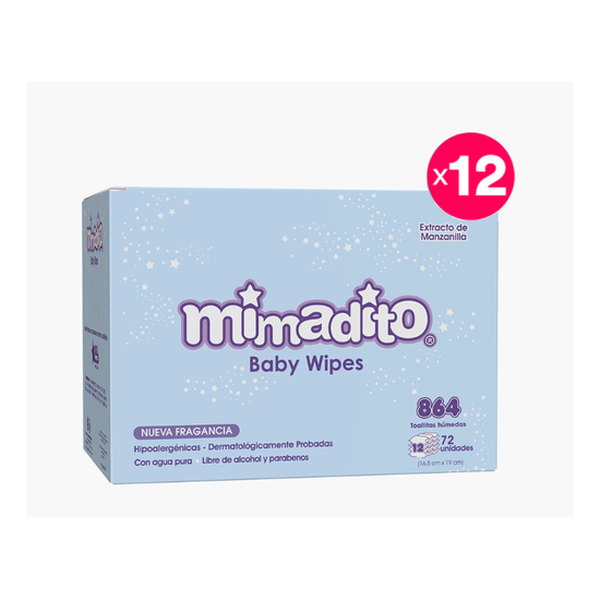 Caja 12 toallitas húmedas, 72 uds c/u, Mimadito Mimadito - babytuto.com