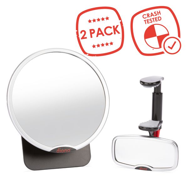 Pack espejo retrovisor  12.5x6 cm y espejo de seguridad 17 cm diámetro, Diono Diono - babytuto.com