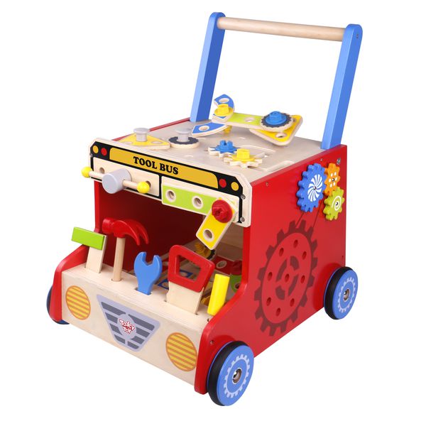 Carrito de arrastre con herramientas bus, Tooky Toys Tooky Toy - babytuto.com