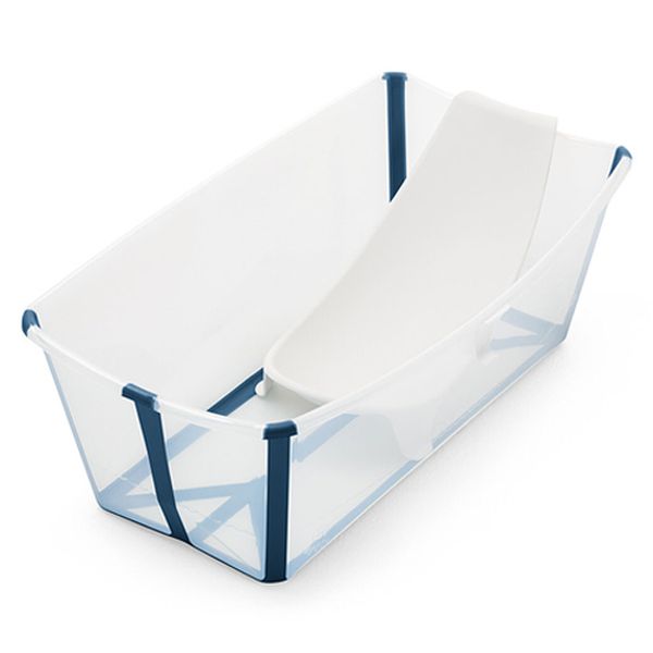 Pack tina flexi bath, color blanco con azul + soporte para recién nacido, Stokke Stokke - babytuto.com