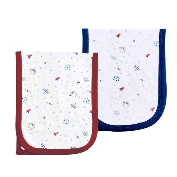 Pack 2 mantas Space azul y rojo algodón peruano 48x18 Moonwear - babytuto.com