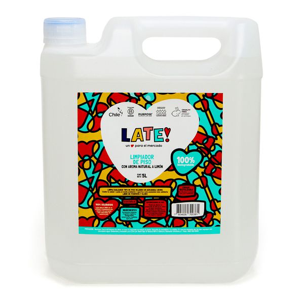 Limpiador de piso biodegradable, 5 litros, Late!  Late! - babytuto.com