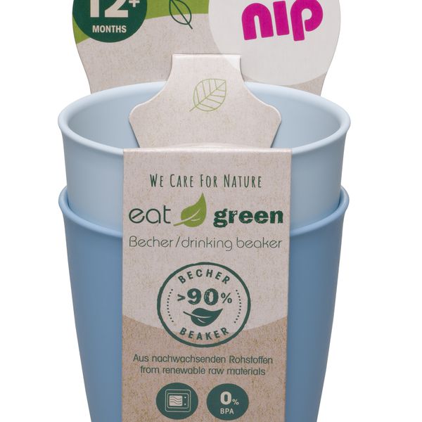 Pack 2 vasos green de materias primas renovables, color azul, Nip NIP - babytuto.com