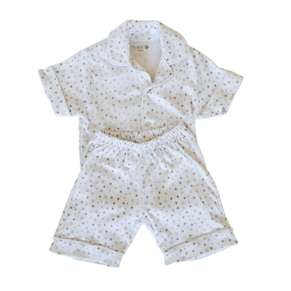 Pijama corto, diseño estrellas, color gris, Primär Primär - babytuto.com