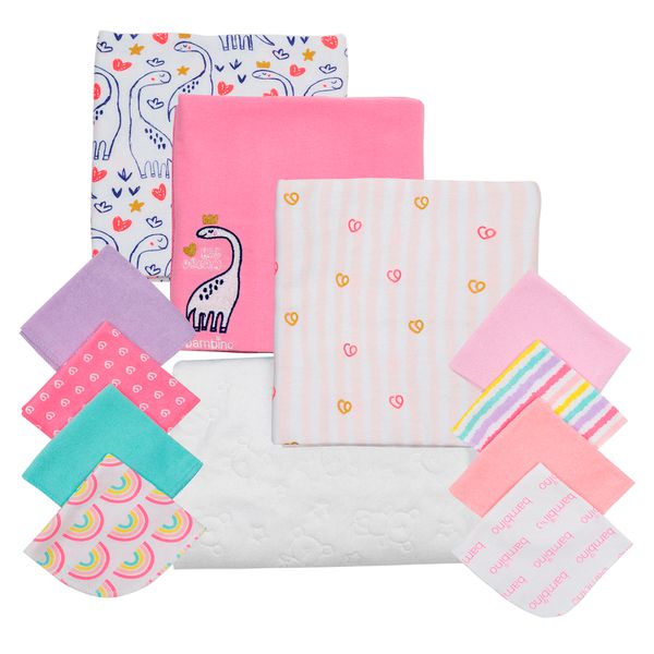Set de regalo baby gift, diseño dinosaurio rosado, 12 piezas, Bambino  Bambino - babytuto.com