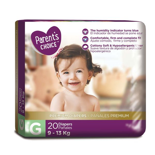 Pañal desechable premium, talla G, 20 uds, Parent's Choice Parent's Choice - babytuto.com