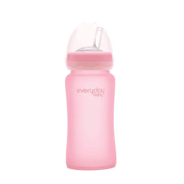 Mamadera de vidrio con bombilla, 240 ml, color rosado,  Everyday Baby Everyday Baby  - babytuto.com