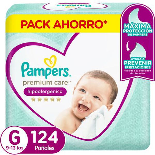 Pañales premium care, talla G, 124 un, Pampers Pampers - babytuto.com