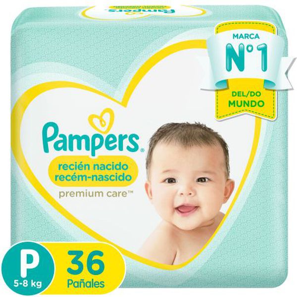 Pañales premium care, talla P, 36 un, Pampers Pampers - babytuto.com