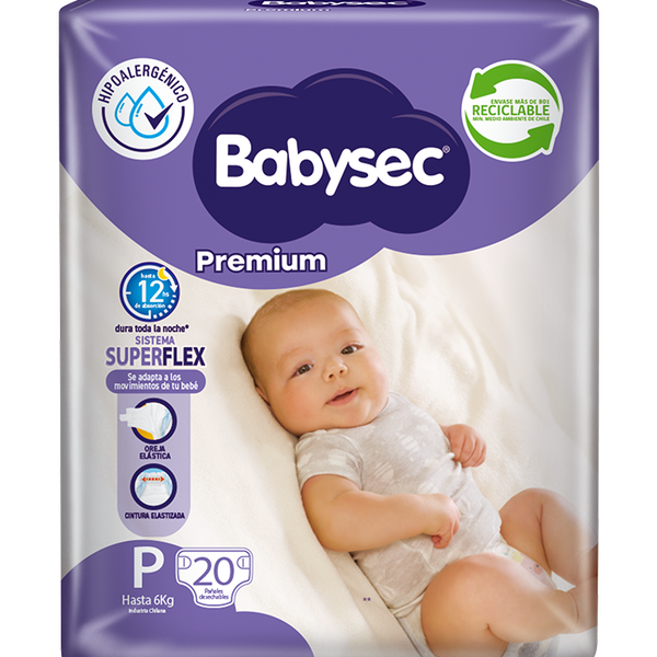 Pañales desechables premium flexiprotect, talla P, 20 un, BabySec  BabySec - babytuto.com