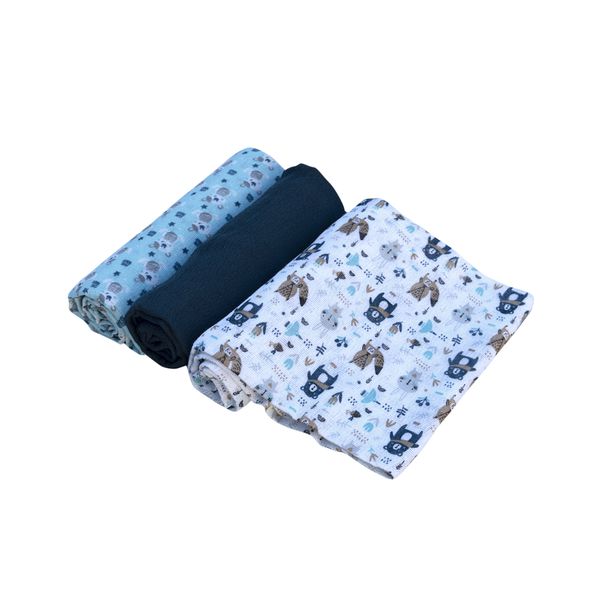 Set de pañales de algodón estampados, color azul, Pumucki  Pumucki - babytuto.com