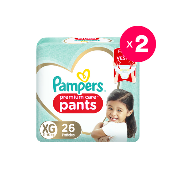 Pack 2 pañales desechables tipo pants, talla XG, 26 uds c/u, Pampers Pampers - babytuto.com
