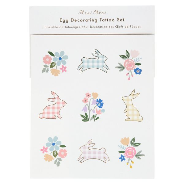 Kit para decorar diseño huevos de Pascua conejos cuadrillé, 27 uds, Meri Meri Meri Meri - babytuto.com