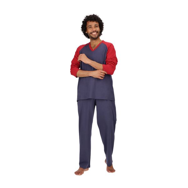 Pijama largo de algodón color azul, Mota Mota - babytuto.com