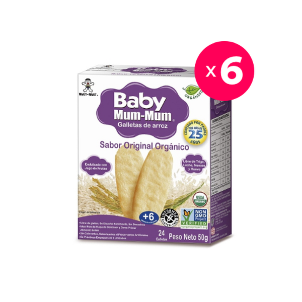 Pack 6 galletas para bebés original orgánico, 50 gr c/u, Baby Mum-Mum Baby Mum-Mum - babytuto.com