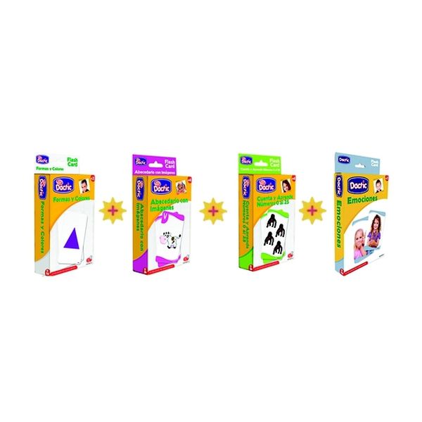 Pack de 4  láminas de aprendizaje númerico,  formas y colores,  ABC y emociones Dactic - babytuto.com