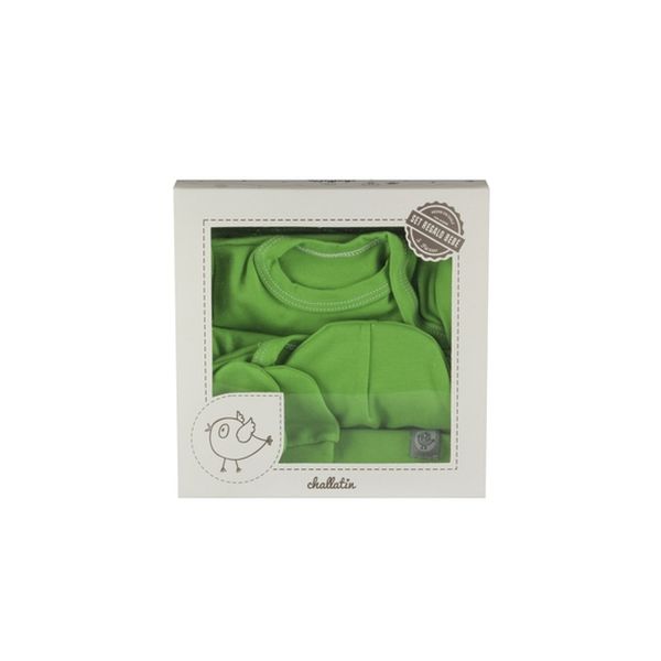 Set de regalo 5 piezas, vestuario bebé, verde pistacho, Challatín Challatín - babytuto.com