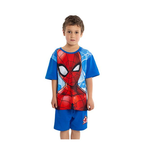 Pijama de algodón, diseño spiderman, color azul, Caffarena Caffarena - babytuto.com