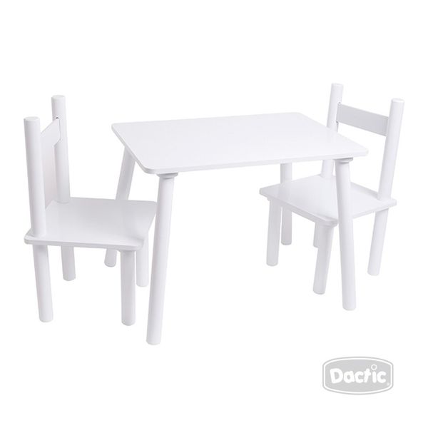 Mesa infantil de madera con 2 sillas color blanco, Dactic - Dactic
