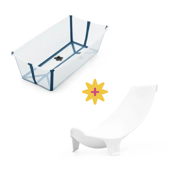 Pack bañera plegable flexi bath XL transparente azul + soporte para bañera flexi bath, Stokke Stokke - babytuto.com