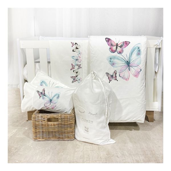 Set para cama transición diseño mariposas rosadas, Tuyo Print Tuyo Print - babytuto.com