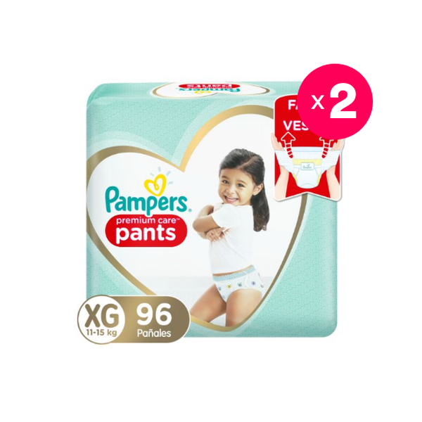 Pack 2 Pañales desechables pants ajuste total, talla XG, 96 un c/u, Pampers Pampers - babytuto.com