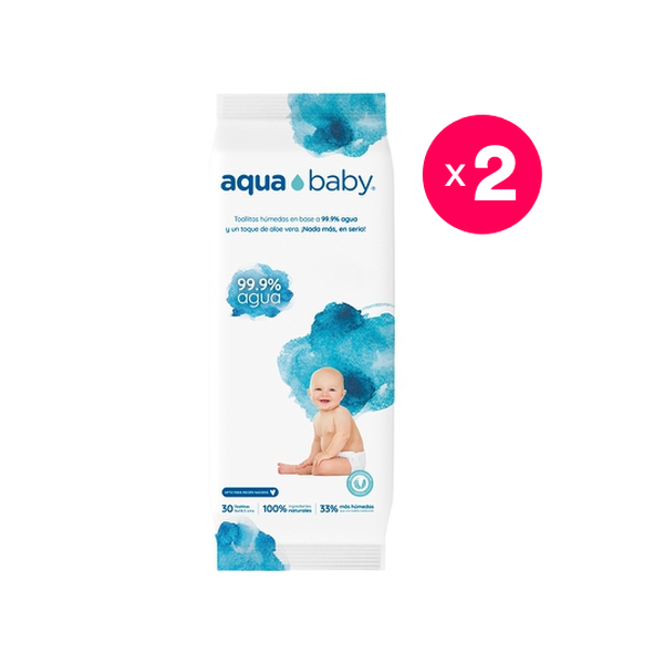 Pack 2 toallitas húmedas, 30 uds c/u, Aqua Baby Aqua Baby - babytuto.com
