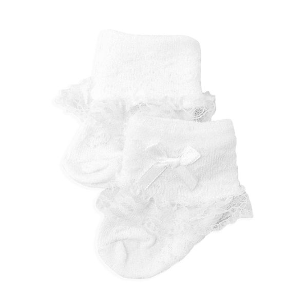 Set de 3 pares de calcetines para bebé con encaje, color blanco, Pumucki Pumucki - babytuto.com
