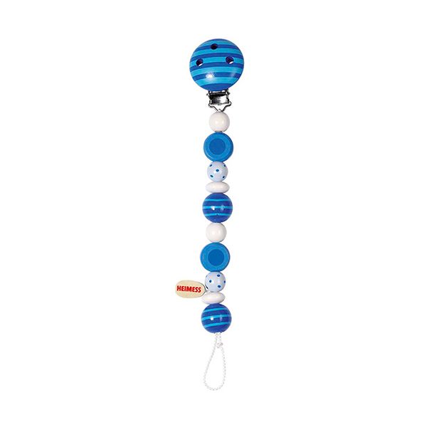 Cadena para chupete perlas rayadas con lunares azul, Heimess Heimess - babytuto.com