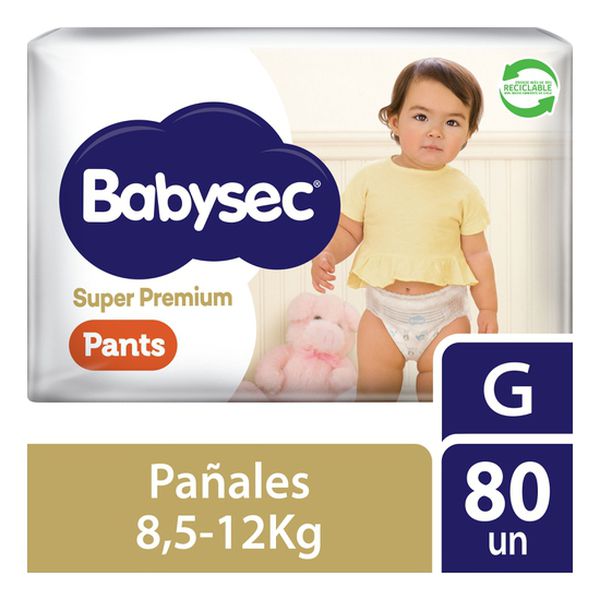Pañales desechables pants super premium, talla G, 80 unidades, Babysec  BabySec - babytuto.com