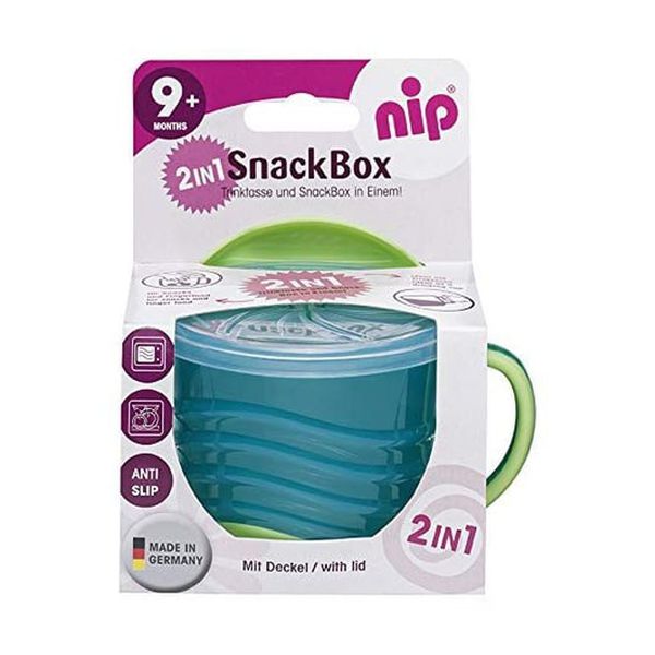 Pocillo snack 2en1, color azul, Nip NIP - babytuto.com