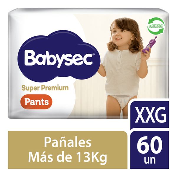 Pañales desechables pants super premium, talla XXG, 60 unidades, Babysec BabySec - babytuto.com