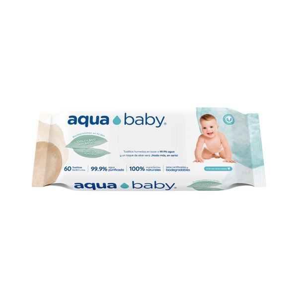 Toallitas húmedas biodegradables, 60 unidades, Aqua Baby Aqua Baby - babytuto.com