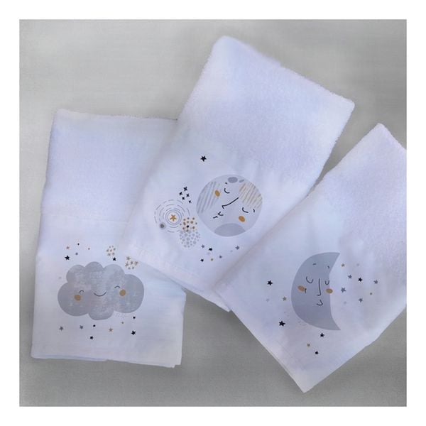 Pack de 3 toallas de visita diseño luna, Tuyo Print Tuyo Print - babytuto.com