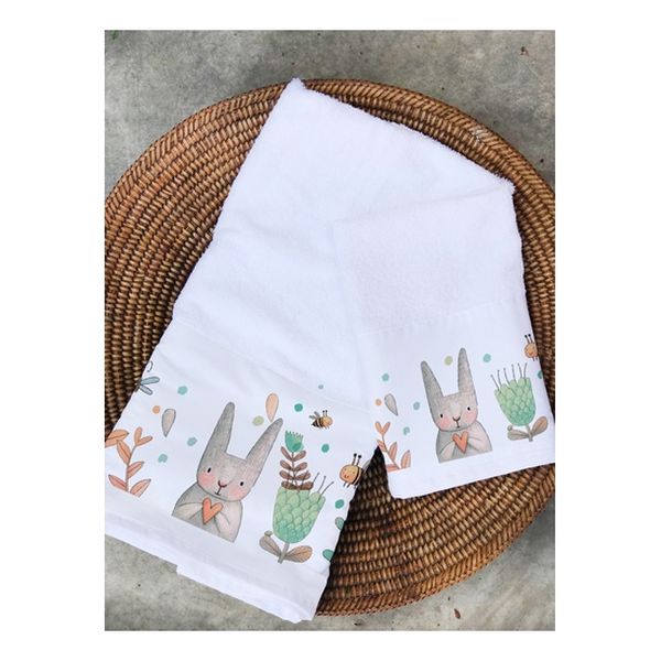 Pack de 2 toallas mano y visita diseño conejito, Tuyo Print Tuyo Print - babytuto.com